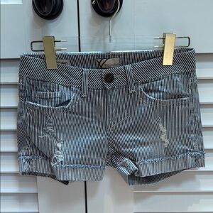 William Rast Black and White Jean Shorts Distressed Casual